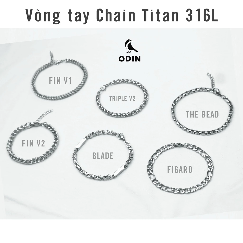 Vòng tay Chain ODIN Titan 316L kiểu dáng Basic Cổ điển x Retro bảo hành trọn đời