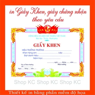 in giấy khen giấy chứng nhận theo yêu cầu