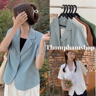 Áo véc blazer cộc tay dáng ngắn Hàn Quốc Vintage nhiều màu _ SHOP THƠM PHẠM