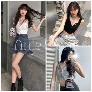 Áo Croptop Nữ 3 Lỗ Khuy Ngưc 🦋 Áo Crt Nữ Dáng Ôm Trơn 3 Màu 🦋