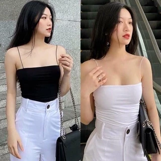 A014 - Áo hai dây mảnh dáng ôm body sexy trẻ trung dễ thương Ulzzang, áo hai dây nữ dây bún đen trắng Hàn Quốc cute