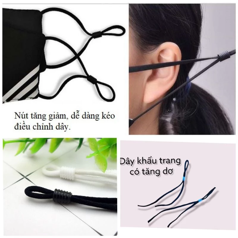 Dây đeo khẩu trang có tăng dơ điều chỉnh độ rộng chật tiện lợi số lượng 1 cặp