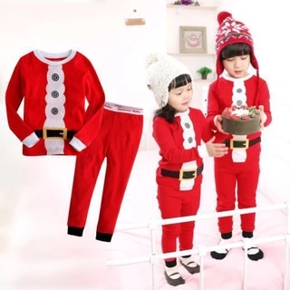 Bộ đồ ngủ pijama vải cotton họa tiết ông già noel dễ thương cho bé