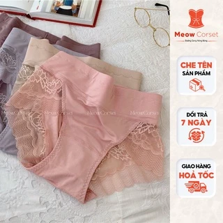 Quần lót nữ cạp cao gen bung nâng mông không hằn mỡ su lạnh phối ren 8889 [MEOW Corset]