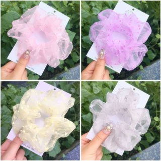 Dây cột tóc, buộc tóc vải scrunchies kẹo bông nhiều màu Orin K1174