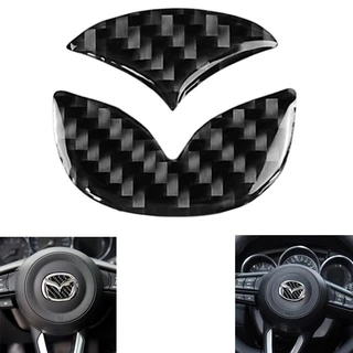 Miếng Dán Logo Bằng Sợi Carbon Cho Vô Lăng Xe Hơi Mazda Cx5 3 6 Axela Atenza Cx-5 Cx-4 Cx4 2017 2018 2019 2020