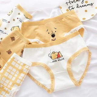 Quần Lót Nữ Cotton Cute Dễ Thương Hình Gấu Vàng Siêu Hot