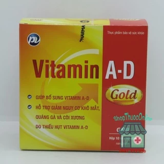 Vitamin A-D Gold Phúc Vinh - Giúp giảm nguy cơ khô mắt, quáng gà, còi xương hộp 100 viên