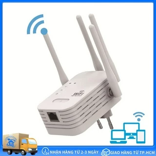 Kích Sóng Wifi 4 Râu Ăng Ten Phát Xuyên Tường Chuẩn N Tốc Độ 300mbps Màu Trắng Bộ Kích Sóng Wifi Thu Phát Mở Rộng Sóng