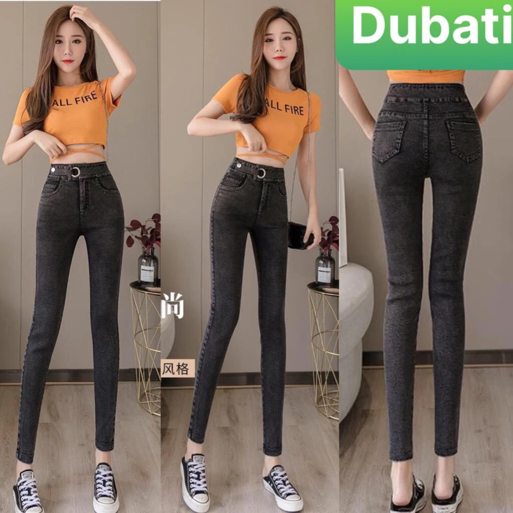 QUẦN JEAN BAGGY NỮ CHẤT BÒ XANH RÁCH HOA CÚC LƯNG CAO NÂNG MÔNG 223 - DUBATI FASHION