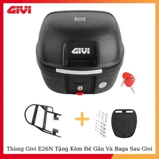 Combo Thùng Givi E26N Tặng Kèm Đế Gắn Và Baga Sau Givi MV - Gắn Cho Mọi Xe Như Winner X- Exciter 150 Wave Sirius...