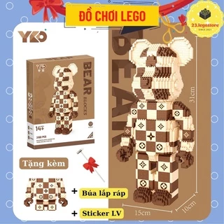 Bộ đồ chơi lắp ghép gấu BearBrick vs LV cao 31cm (