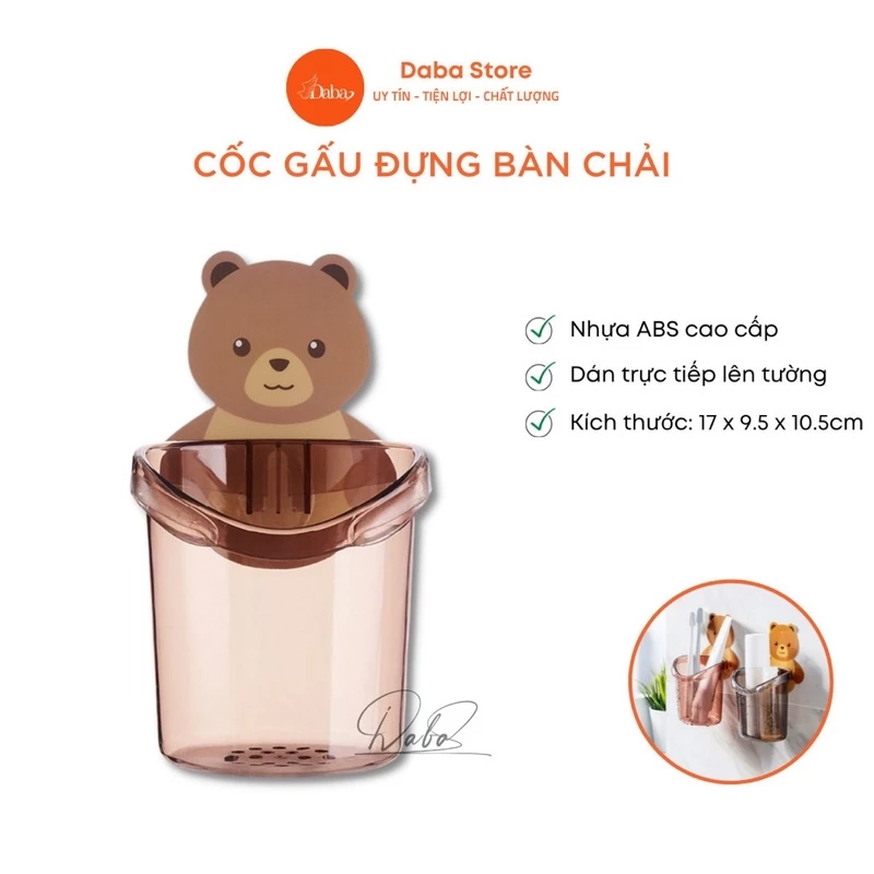 Cốc gấu dán tường , cốc đựng bàn chải đánh răng gia dụng thông minh