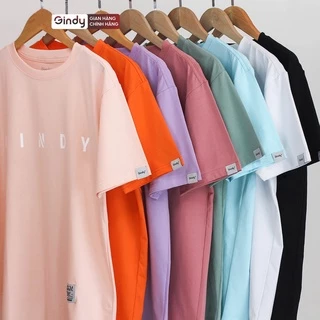 Áo phông cotton thun unisex trơn form rộng GINDY nam nữ dáng basic tay lỡ cổ tròn thoáng mát, co giãn 4 chiều A028