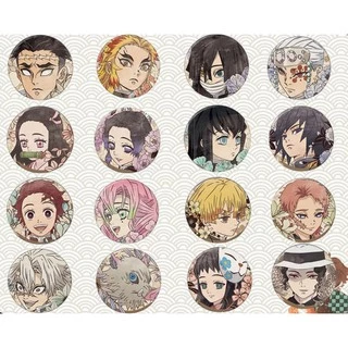 Huy hiệu cài áo in hình Kimetsu no Yaiba Thanh gươm diệt quỷ anime chibi m06