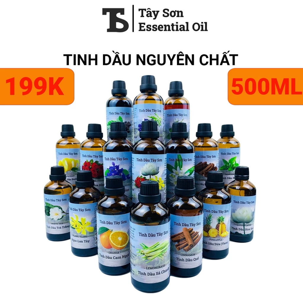 ĐỒNG GIÁ 199K - CHAI 500ML ĐỦ 18 MÙI HƯƠNG_TINH DẦU TỰ NHIÊN NGUYÊN CHẤT 100% SẢ CAM SẢ CHANH BẠC HÀ