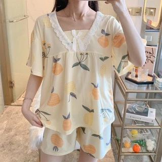 Đồ ngủ nữ cộc tay dễ thương bộ mặc nhà thun mềm mại cute [BC14