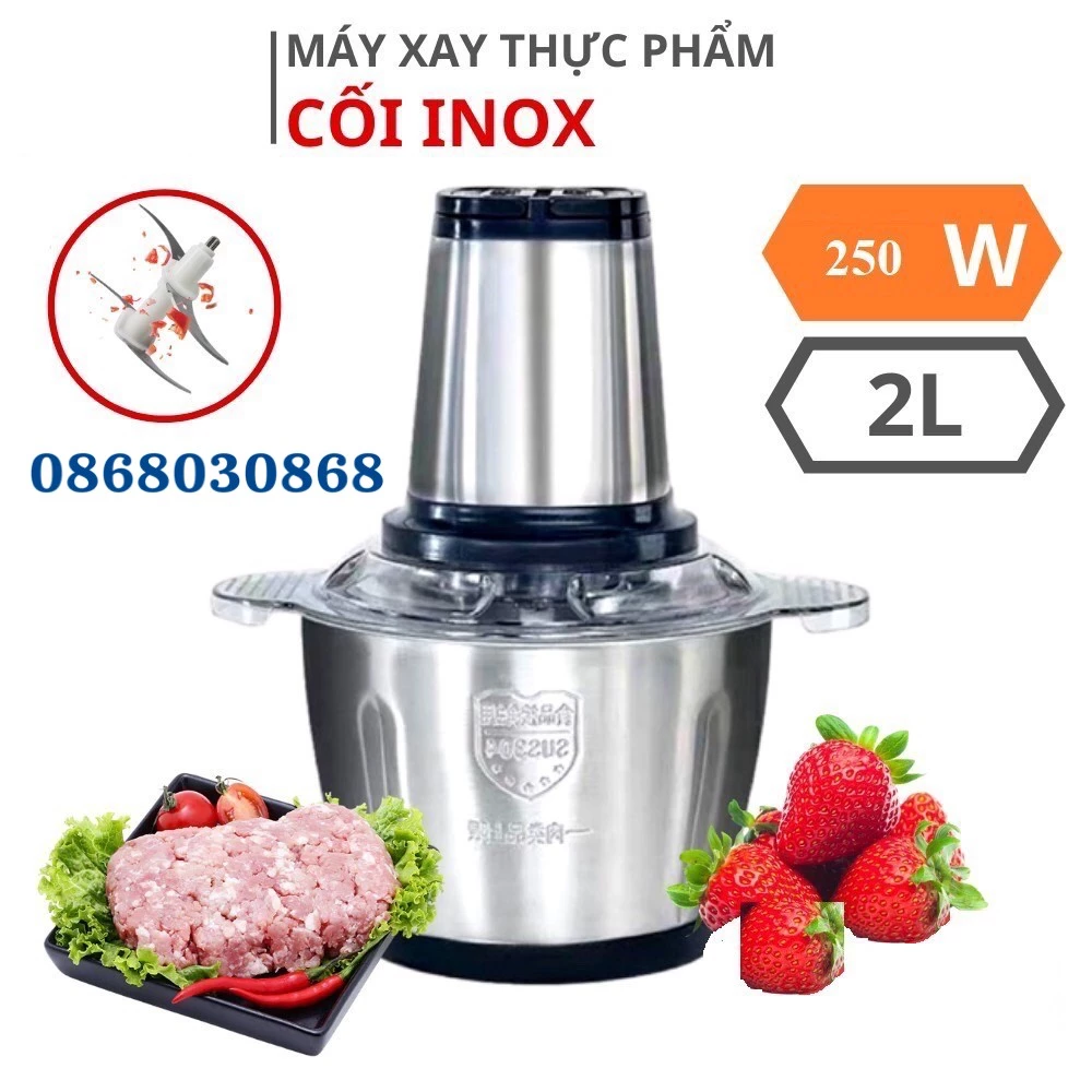 🌟BẢO HÀNH 1 ĐỔI 1🌟 Máy xay thịt, máy xay đa năng, công suất 250W, cối inox304, 4 lưỡi dao sắc bén