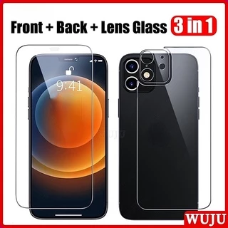 WUJU [3 Trong 1] trước và sau Kính cường lực Bảo Vệ Camera tương thích iPhone 11 12 13 14 15 Pro Max XS Max XR X 7 8 Plus SE