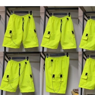 Quần short xanh neon mix dây xích Size M - 3XL ( Hàng có sẵn sẽ gửi đi trong ngày ,nếu hết hàng sẽ may 1-2 ngày rồi gửi)