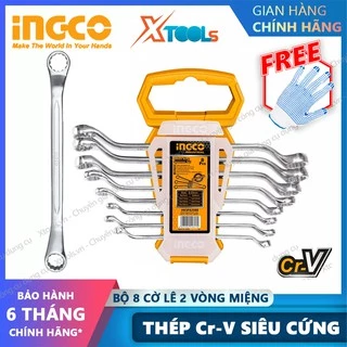 Bộ cờ lê 2 đầu vòng 8 chi tiết INGCO HKSPA3088 6-22mm cơ khí mở bulong sửa chữa ô tô xe máy nhà cửa máy móc thiết bị