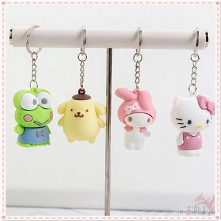 Melody Kuromi Hello Kitty Keroppi Cinnamoroll Pom Pom Purin / Badtz-Maru - Sanrio Keychains Cartoon Character Series 02 1 Pc Silicone Keychain Pendant Bag Accessories