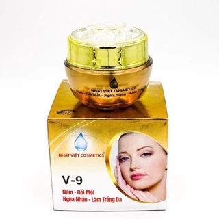 KEM NÁM ĐỒI MỒI NGỪA NHĂN LÀM TRẮNG DA NG ỌC TRAI ĐEN SỮA ONG CHÚA V9 NHẬT VIỆT COSMETICS 16G