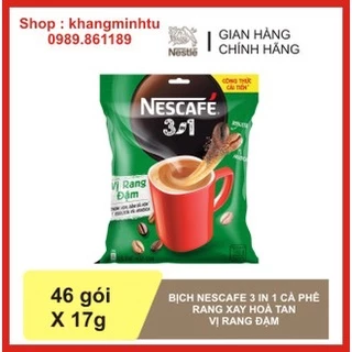 Cà phê rang xay hoà tan Nescafe 3in1 bịch 736g (46 gói*16g) màu xanh Nestle