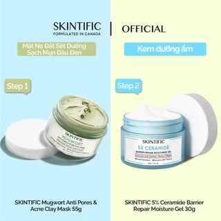 SKINTIFIC Combo 2PCS- gồm Mặt nạ đất sét ngải cứu 55g + Kem dưỡng ẩm 5X 30g