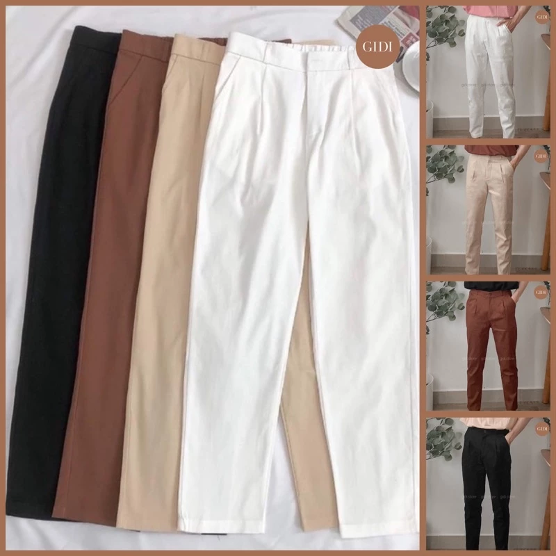 Quần Baggy kaki Nam Nữ Unisex ống suông - quần tây vải kaki eo cạp chun co giãn thời trang phong cách Hàn