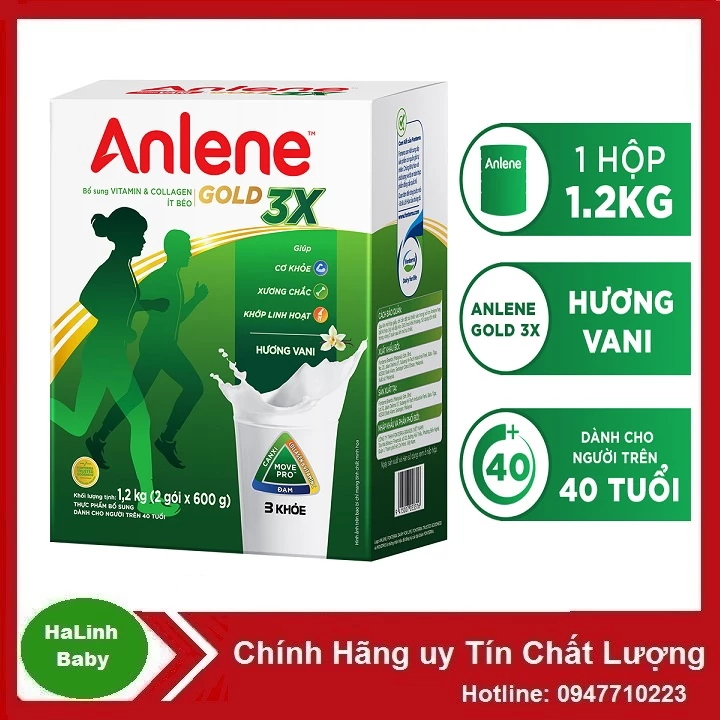 Sữa Anlene Gold Trên 40 Tuổi hộp giấy 1.2kg (Date 2025)...