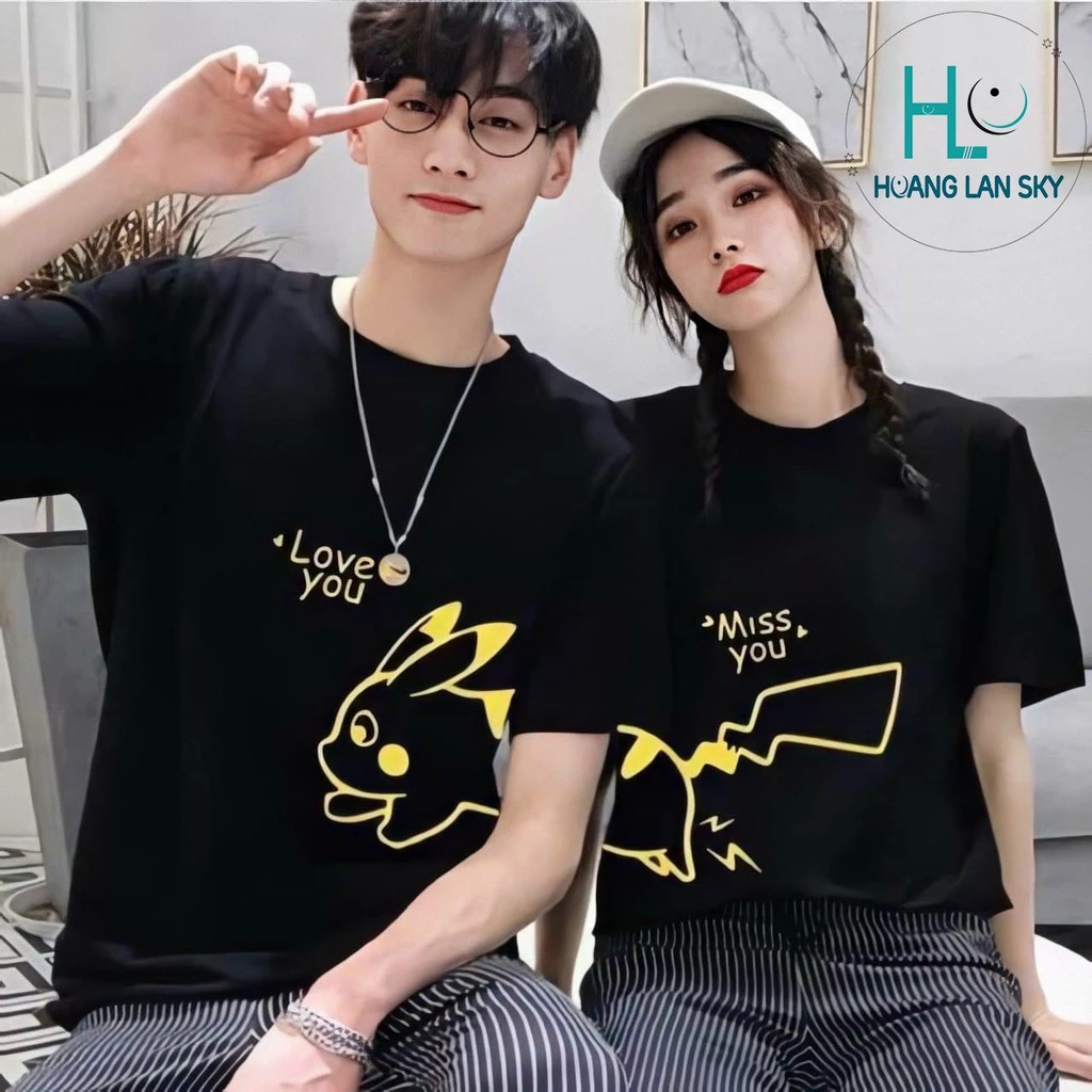 Áo Cặp Áo Đôi Nam Nữ đẹp In Hình PIKACHU ghép cặp Dễ Thương AD-13