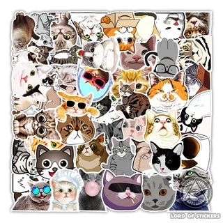 Set 50 Nhãn Dán Mèo Cute Sticker Phong Cách Hoạt Hình Meme Hài Hước Chống Thấm Nước Trang Trí Mũ Bảo Hiểm, Laptop, Sổ