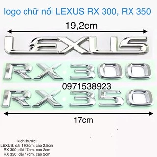 logo chữ nổi LEXUS RX300, RX350, LX570, LX470 dán thân xe