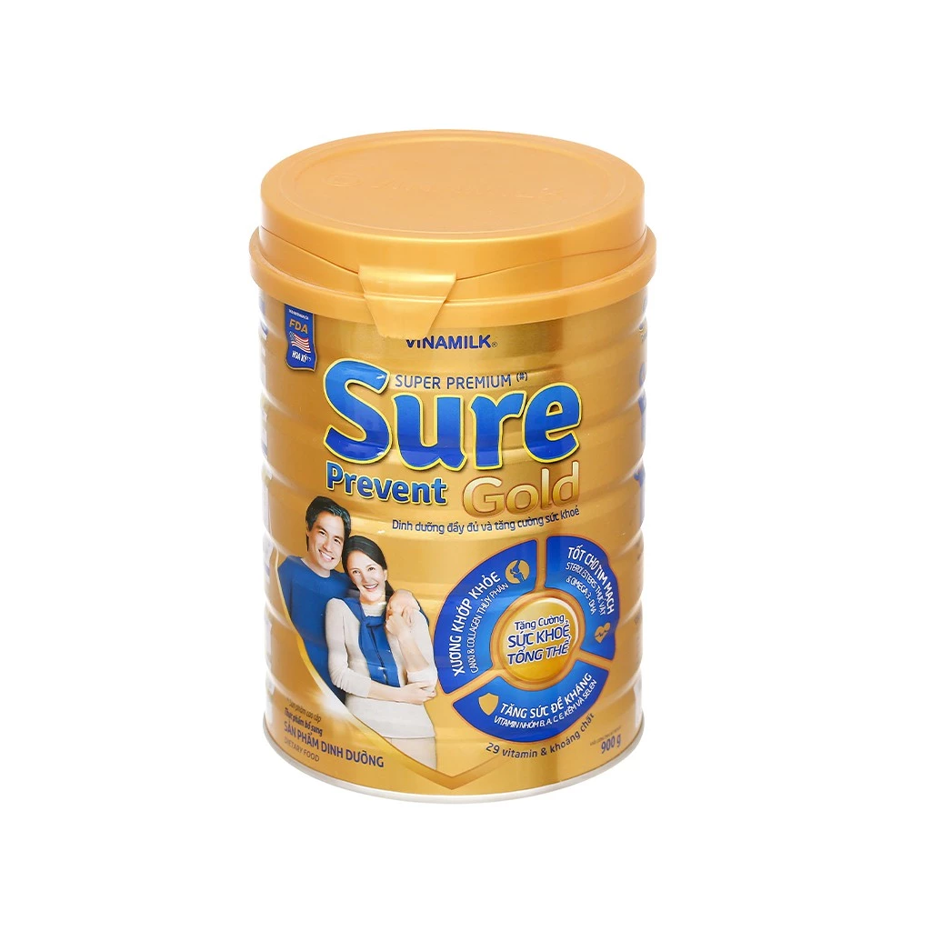 Sữa vinamilk sure prevent gold lon 900g (dinh dưỡng cho người già người lớn tuổi)