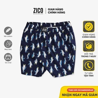 Quần đùi cotton nam mặc nhà ZICO MENSWEAR họa tiết Xanh Cánh Cụt - ZC38