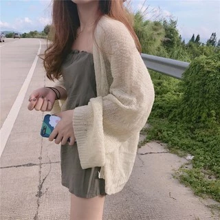 Áo len cardigan chống nắng rộng rãi dành cho nữ Áo mỏng dài tay mùa hè