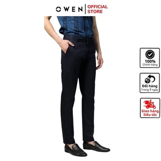 Quần dài kaki nam Owen QKSL23631 khaki công sở cao cấp màu xanh navy trơn dáng slim fit ôm nhẹ vải thô cotton mềm mát