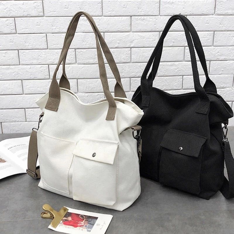 Túi Tote Đeo Chéo Vải Canvas Ulzzang Hàn Quốc Xinh Xắn