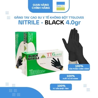 Găng Tay Y Tế Nitrile Không Bột TTGloves Màu Đen 4.0gr (Hộp 100 Chiếc)