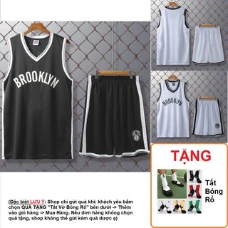 Bộ quần áo bóng rổ NBA Brooklyn Nets trơn không số hàng đẹp nam nữ vải mè thoáng mát thấm mồ hôi tốt