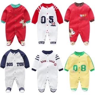 Bodysuit cho bé , bộ body dài tay sơ sinh liền tất họa tiết đáng yêu chất thun cotton hàng quảng châu cao cấp _ BD19