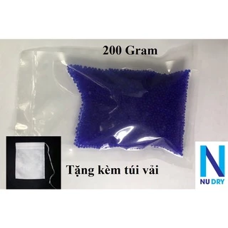 hạt chống ẩm Silicagel xanh NUDRY  dùng cho máy ảnh linh kiện điện tử đóng túi 200 gram