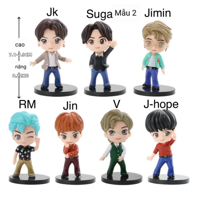 Set 7 mô hình búp bê các thành viên nhóm nhạc BTS (có quà tặng) Mẫu 2