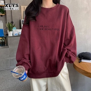 Áo sweatshirt XINLANYASHE mặc chui đầu dáng rộng phong cách Hàn Quốc thời trang trẻ trung dành cho nữ