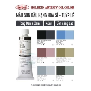 Tông đen xám màu sơn dầu 40ml Holbein Oil Colors - tuýp lẻ