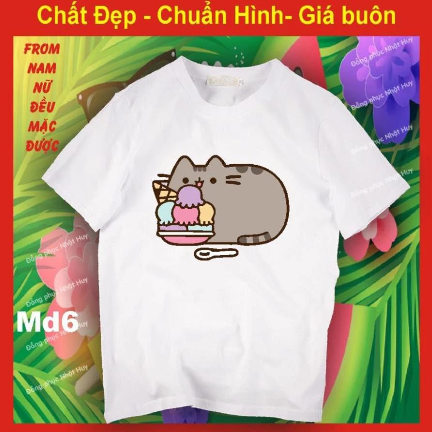 [Chất đẹp] Áo thun mèo đen pusheen kawii MD6, phông icoi