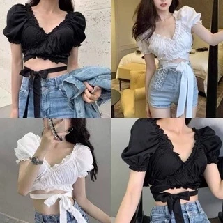 ÁO CROPTOP BÈO CÁNH TIÊN DÂY QUẤN BỤNG DÀI XINH ĐẸP A22