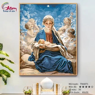 Tranh tô màu theo số Công giáo Đức mẹ Maria GAM căng khung 40x50cm dày 2.5cm TN4071