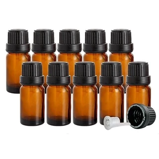 100 Vỏ Chai đựng tinh dầu thủy tinh nắp đen nhỏ giọt -10ml